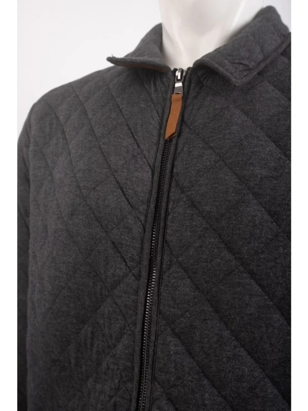 Banana Republic Mens Jacket Quilted Full Zip Size XL Gray Diamond Stitch NWT